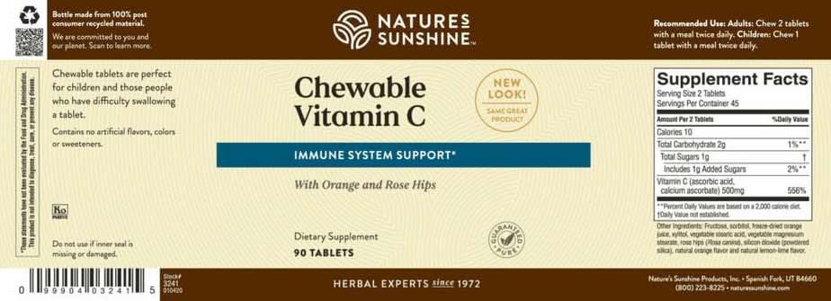 Vitamin C, Chewable - 250 mg.