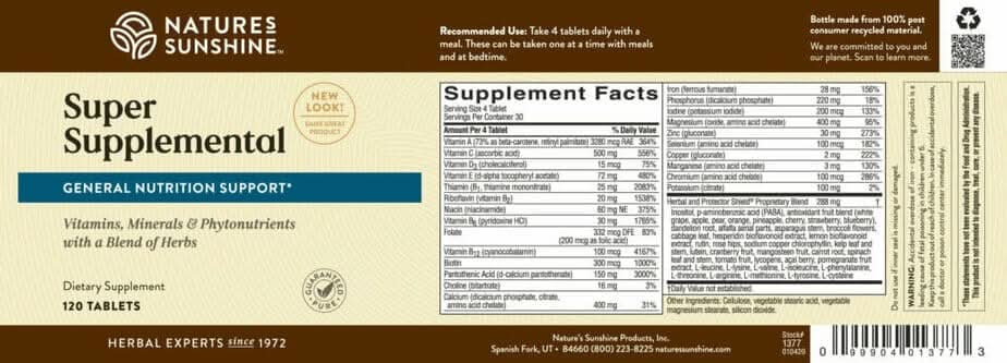 Super Supplemental Vitamins & Minerals