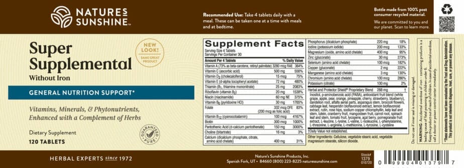 Super Supplemental Vitamins & Minerals w/o Iron