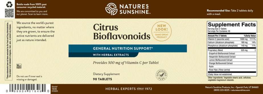 Vitamin C, Citrus Bioflavonoids - 500 mg.