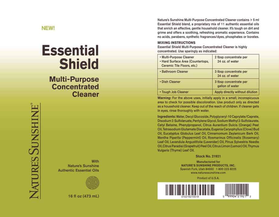 ESSENTIAL SHIELD Multi-Purpose Concentrated Cleaner (16 Fl Oz) - 100% Essential Oils