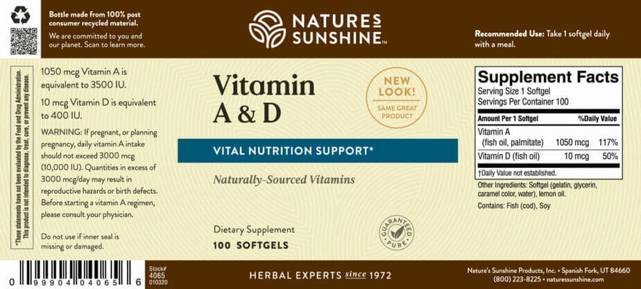 A & D, Vitamin 10,000 / 400 IU