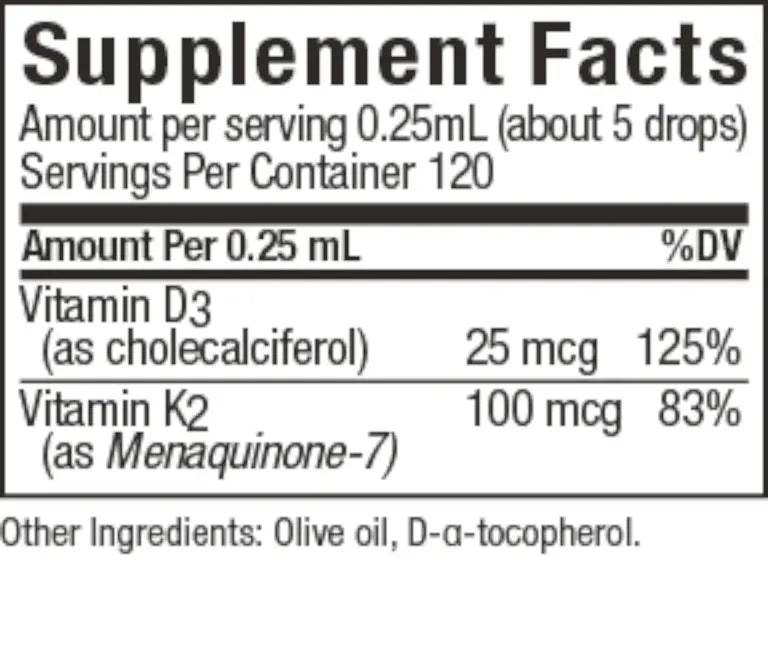 Liquid Vitamin D3 & K2 - The Herbs Place